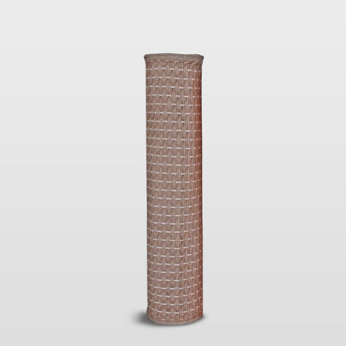Diamond Clay 7 mm cotton yoga mat rolled and standing, showing the depth of the weave