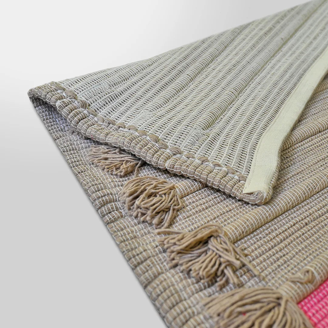 Prithvi six-ply cotton chakra rug with hand-knotted tassels