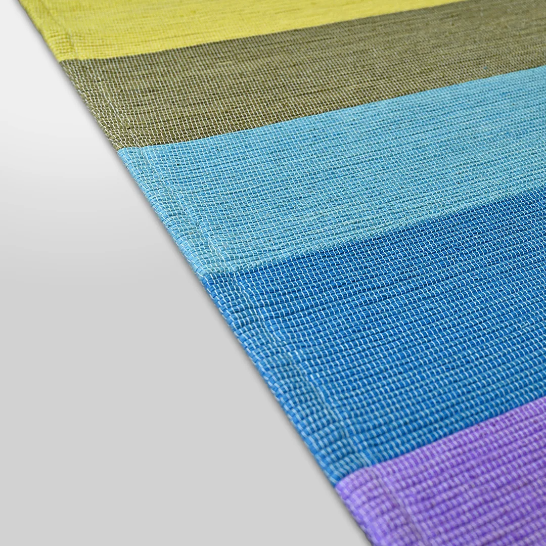 Close-up of the Prithvi colour bands showing the ribbed six-ply cotton weave